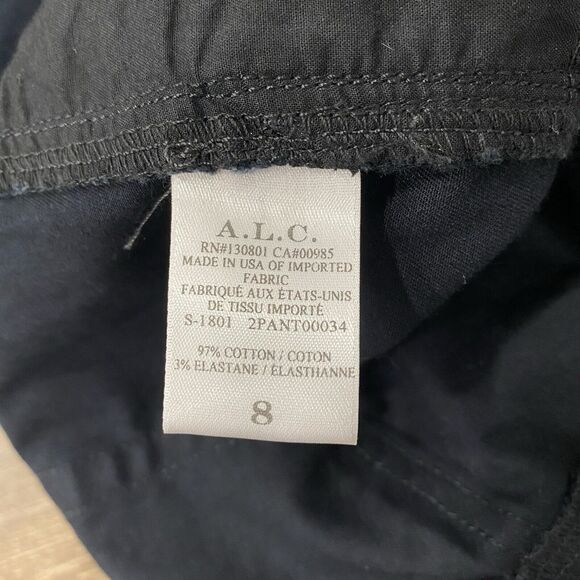A.L.C 8 Washed Black Quintin Stretch Cotton Front Zip Slim Pants Moto Minimalist - Picture 9 of 16